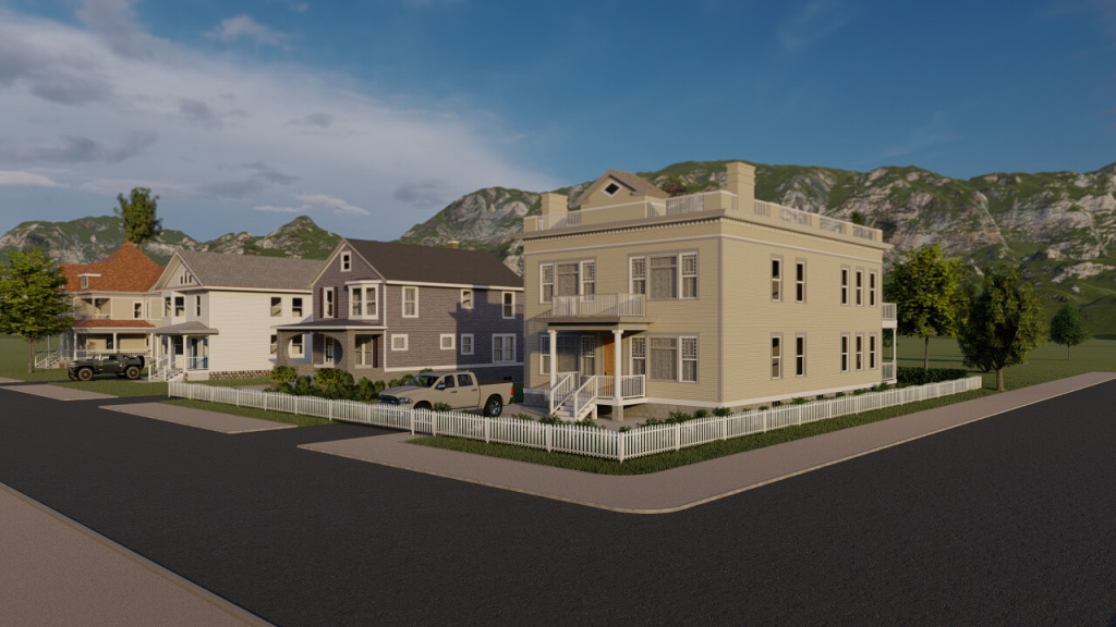 Общий вид забора из М-образного штакетника