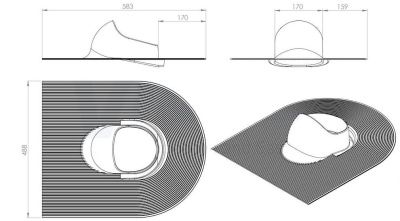 74002 Проходной элемент HUOPA (черный)  чертеж