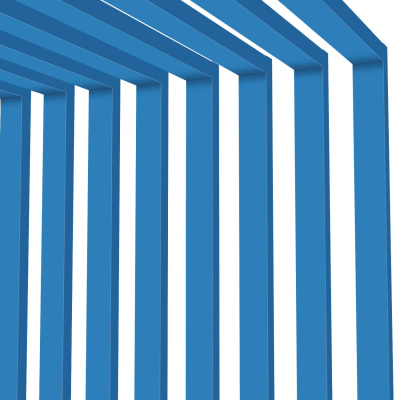 Декоративная рейка металлическая RAL5015 Небесно-Голубой на стенах и потолке в сборе