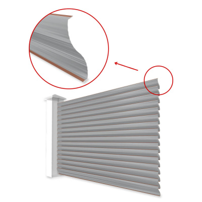 Секция забора жалюзи из ламелей еврожалюзи RAL8004 Терракотовый вид сзади